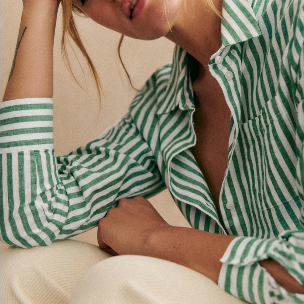 Sézane Tomboy Shirt in Green - Picture 4 of 5